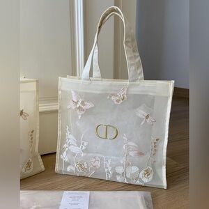 Dior Cream Tote with Floral Embroidery